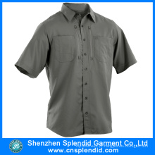 Camisas uniformes do coordenador cinzento do algodão do desgaste do trabalho da luva dos homens